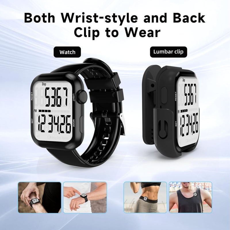 CHAMPOWER Pedometer Watch, Multi-Function Pedometer for Walking Steps and Miles, 3D Super Accurate Step Counter, Track Steps for Men Women Seniors - Image 5